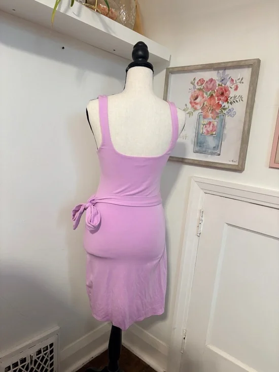 Wilfred Saturn Mini Dress Pink Wrap Tie Asymmetric Hem Square Neck Size S - Picture 5 of 11